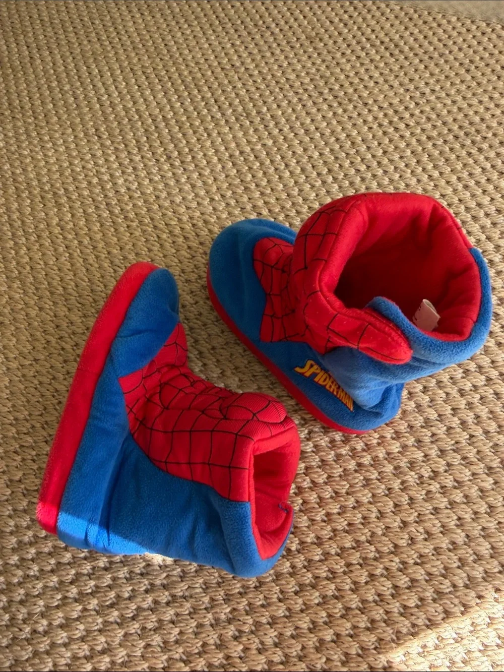 Marvel Spider-Man Kids Plush Boot Slippers - Red & Blue size 9/10